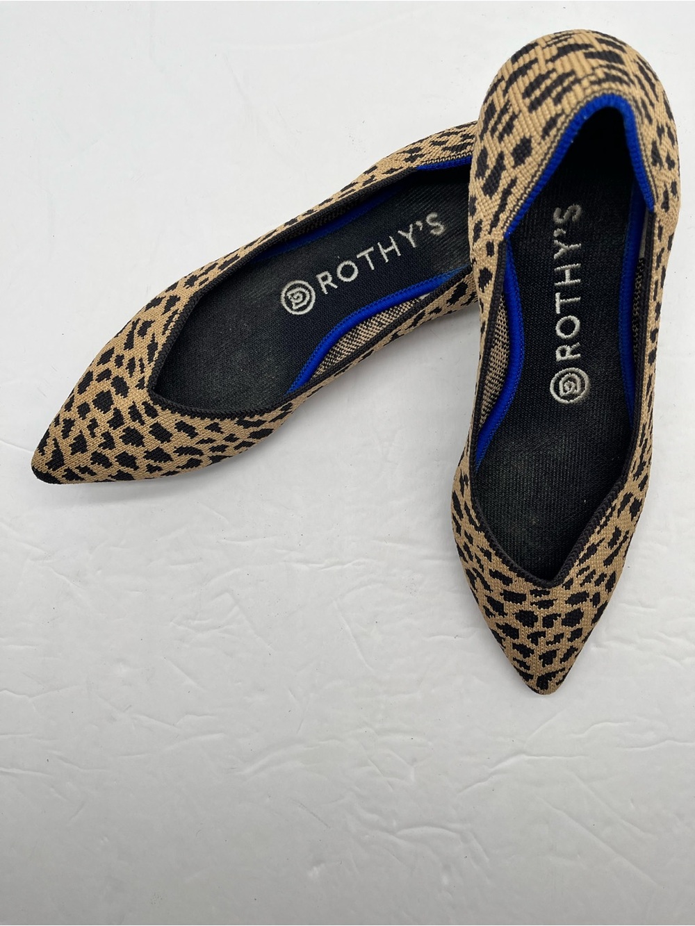 Rothy's The Point Leopard Print Pointed Flats W8 Tan Black Comfort Sustainable